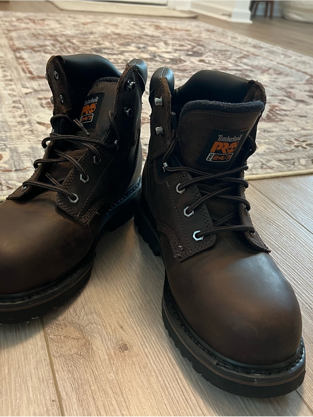 Timberland PRO Men's Brown Work Boots with Black Collar - Picture 2 of 4
